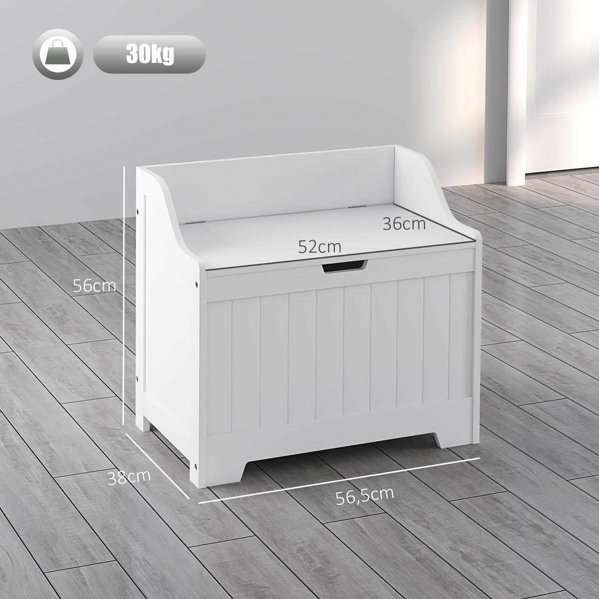 TRUHE, Aufbewahrungsbox, Auflagenbox mit Sicherheitsscharnier, Deckel, Weiß - Weiß, Holzwerkstoff (38/56/56.5cm) - HOMCOM