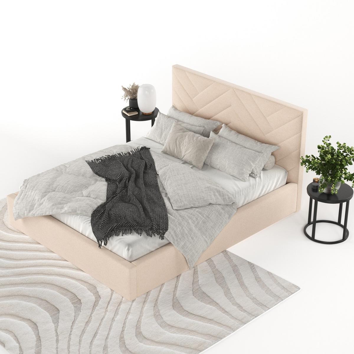 POLSTERBETT Arco 140/200 cm Creme im Asti Stoff - Creme/Schwarz, Holz/Holzwerkstoff (140/200cm) - AltaBeds