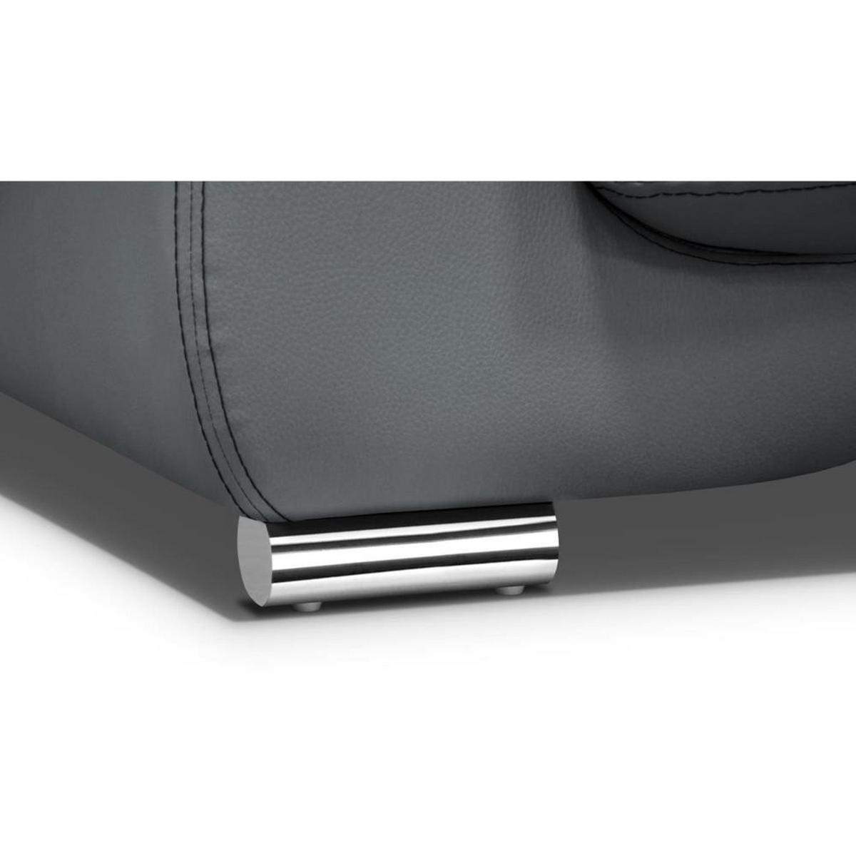 SOFA 3-SITZER Omega grau - Chromfarben/Grau, Leder/Metall (225/88/98cm) - Beautysofa