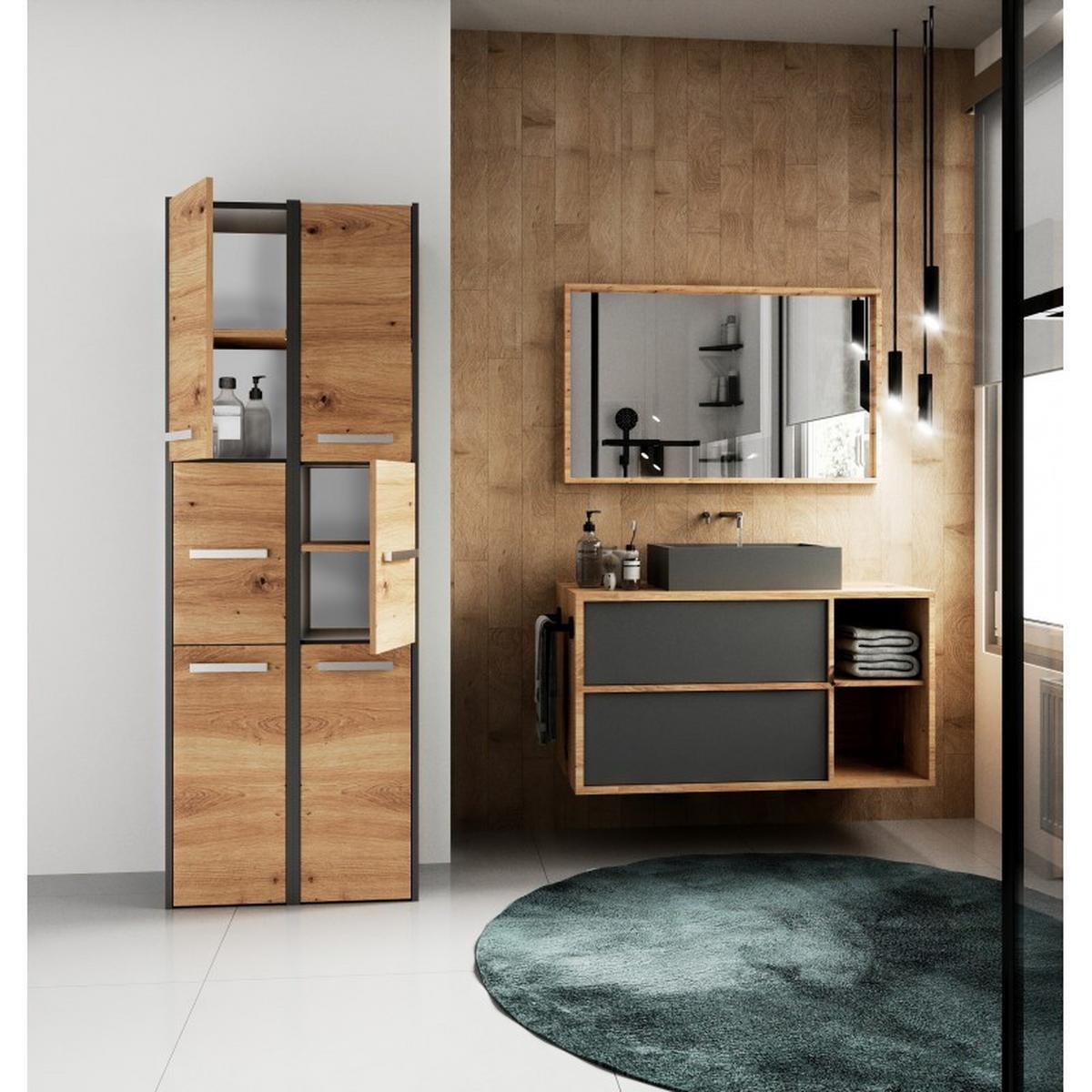 BADEZIMMERSCHRANK Anthrazit, Artisan 30/170/30 - Anthrazit, Holzwerkstoff (30/170/30cm) - RAUMHIRSCH FURNITURE