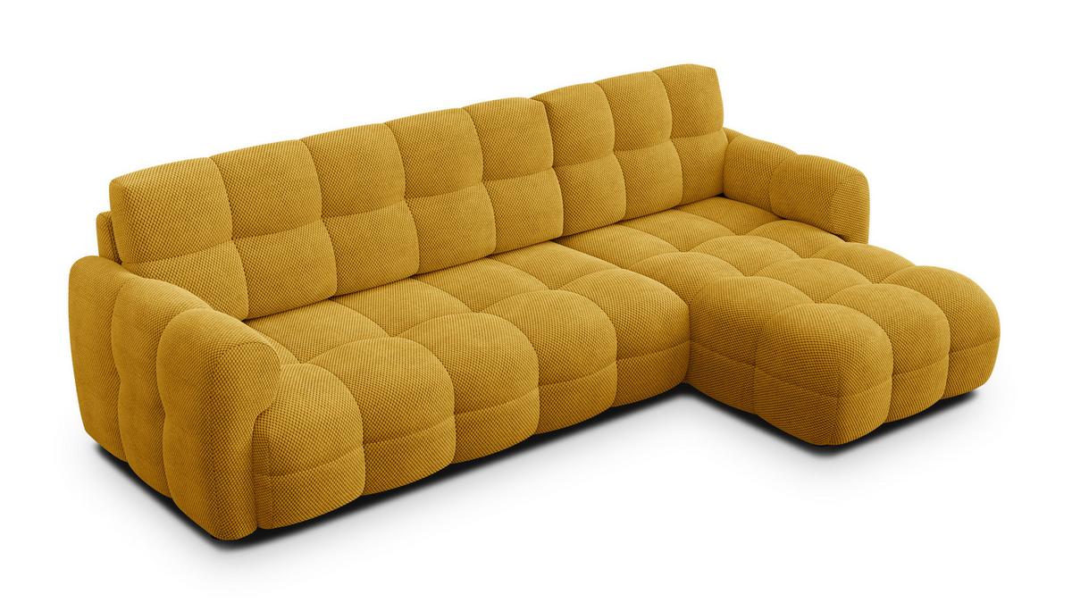 ECKSOFA MELLOW 4-Sitzer, safran - Gelb/Schwarz, Holz/Textil (262/156cm) - Wozimo
