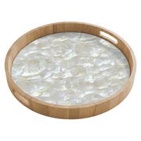 TABLETT Perlglanz - Weiß - Muschel 50x50 cm - Weiß, Holz (50/5/5cm) - OnlyWow