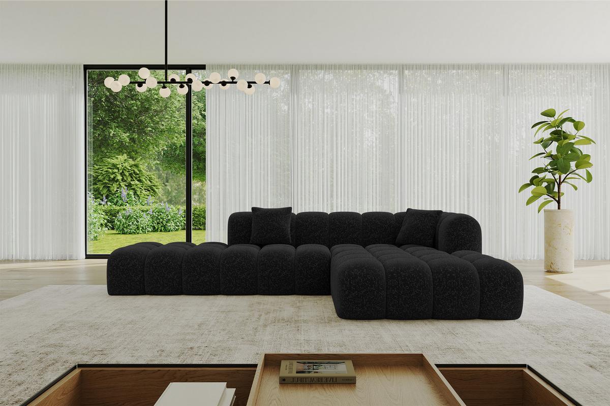 ECKSOFA Ottomane Rechts OLEA-L2 - 289x176x71 cm Schwarz - Schwarz, Holzwerkstoff/Kunststoff (289/176cm)