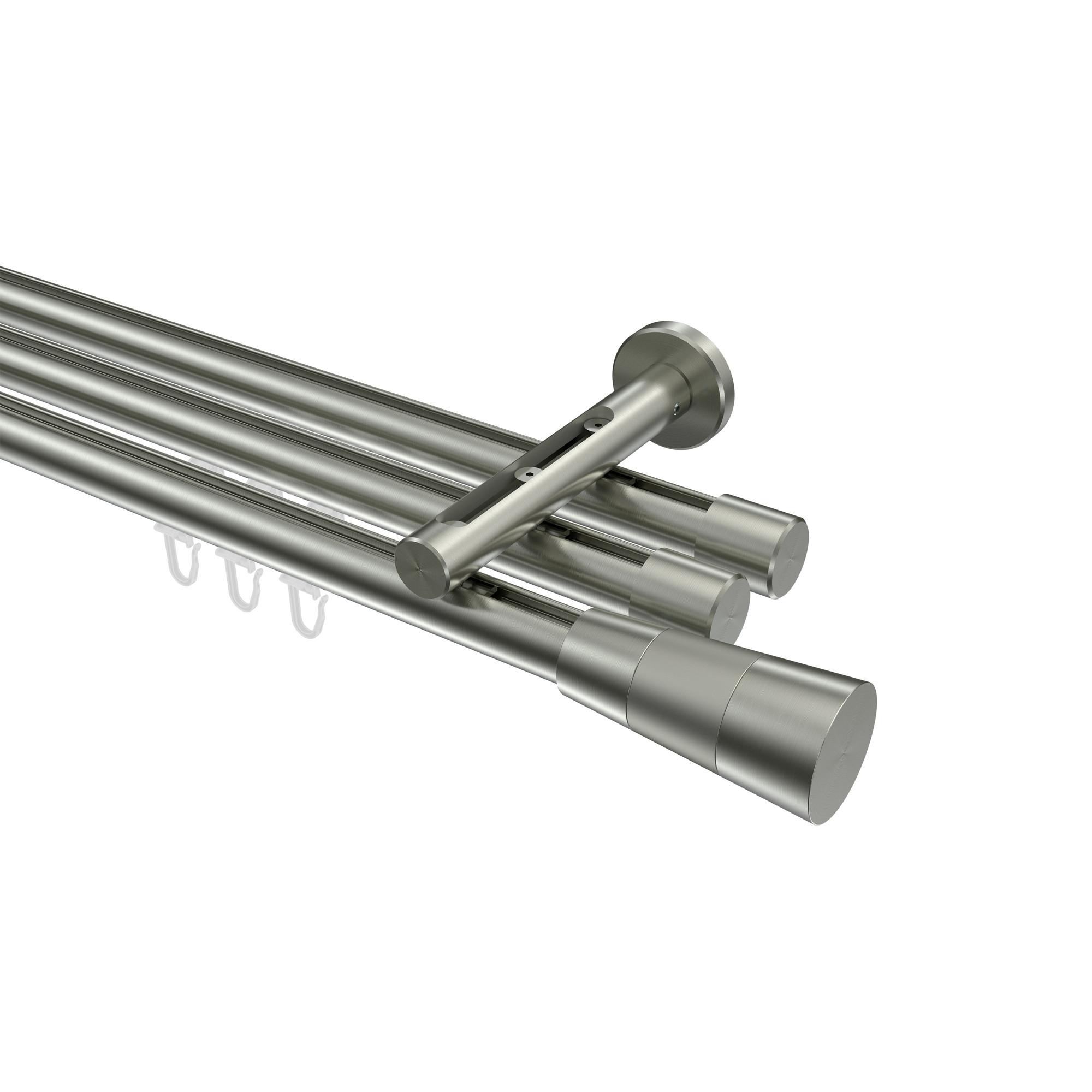 GARDINENSTANGE INNENLAUF Siteno Tanara 540 cm (geteilt in 3 x 180 cm), 3-läufig, 20 mm Ø Edelstahl-Optik - Edelstahlfarben/Silberfarben, Metall (540cm) - INTERDECO