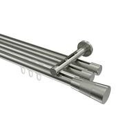 GARDINENSTANGE INNENLAUF Siteno Tanara 540 cm (geteilt in 3 x 180 cm), 3-läufig, 20 mm Ø Edelstahl-Optik - Edelstahlfarben/Silberfarben, Metall (540cm) - INTERDECO