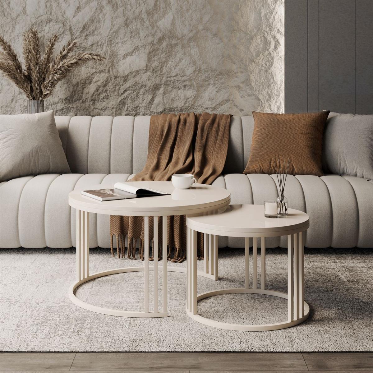 COUCHTISCH LORI 2in1 KASCHMIR Hochglanz - Kaschmir, Holzwerkstoff (70/70/49cm) - Lookway
