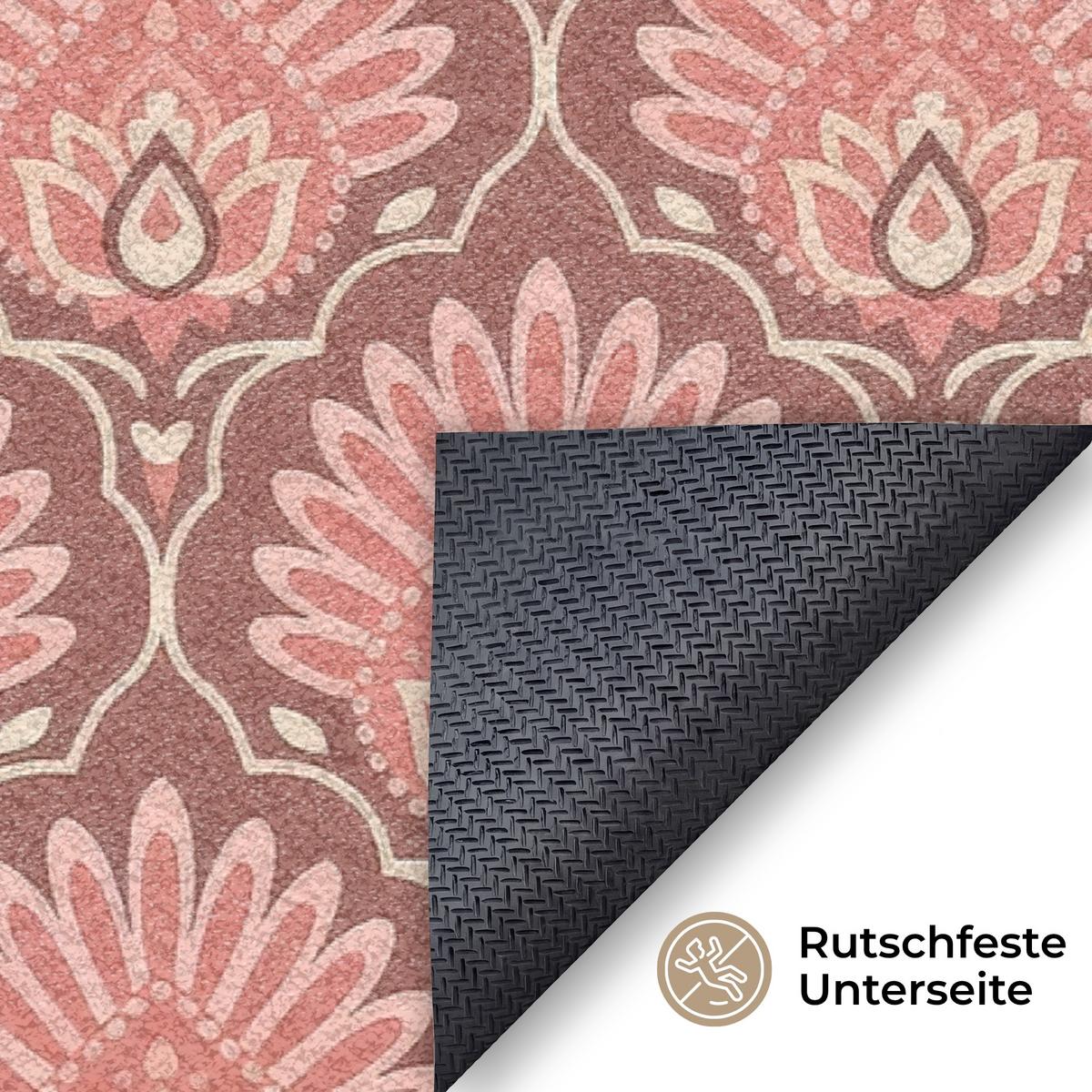 FUSSMATTE Fächermotiv - Muster - Rosa Türmatte 120x80 cm - Altrosa, Kunststoff (120/0.4cm) - MuchoWow