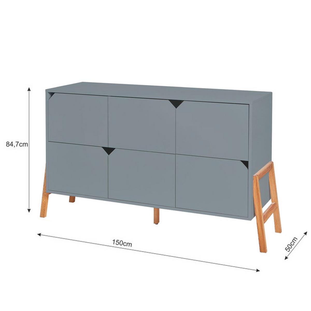 KOMMODE Grau - Grau, Holzwerkstoff (150/85/50cm) - Petits-meubles