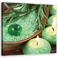 WANDBILD zen spa kerzen - Grün, Textil (40/40cm) - Feeby