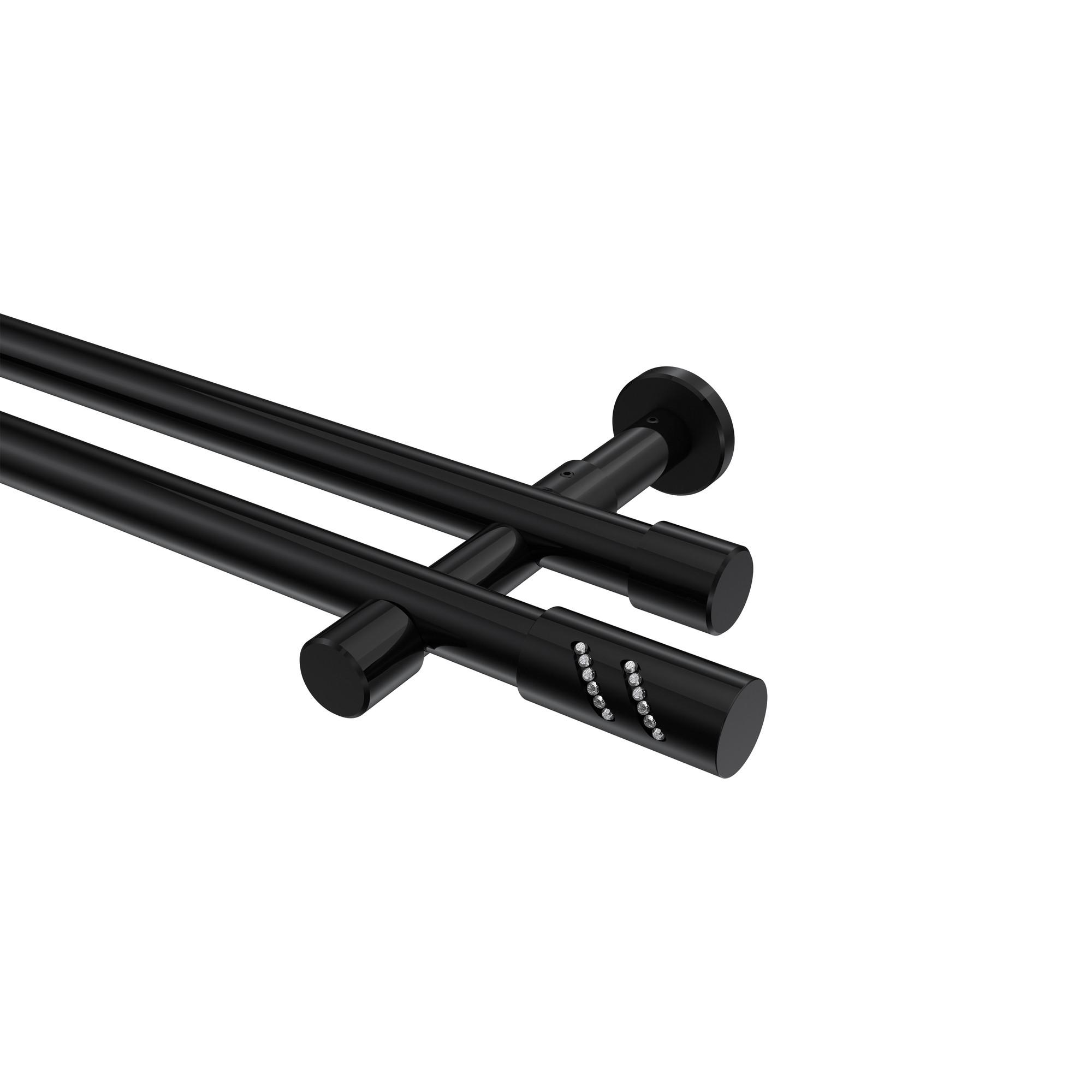 GARDINENSTANGE Prestige Zoena 480 cm (geteilt in 3 x 160 cm), 2-läufig (ohne Ringe), 20 mm Ø Schwarz - Schwarz, Metall (480cm) - INTERDECO