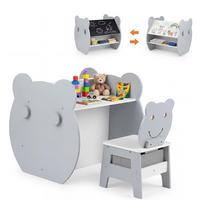 KINDERTISCH mit stuhl grau(2-tlg) - Grau, Holzwerkstoff (59.5/60/60cm) - COSTWAY