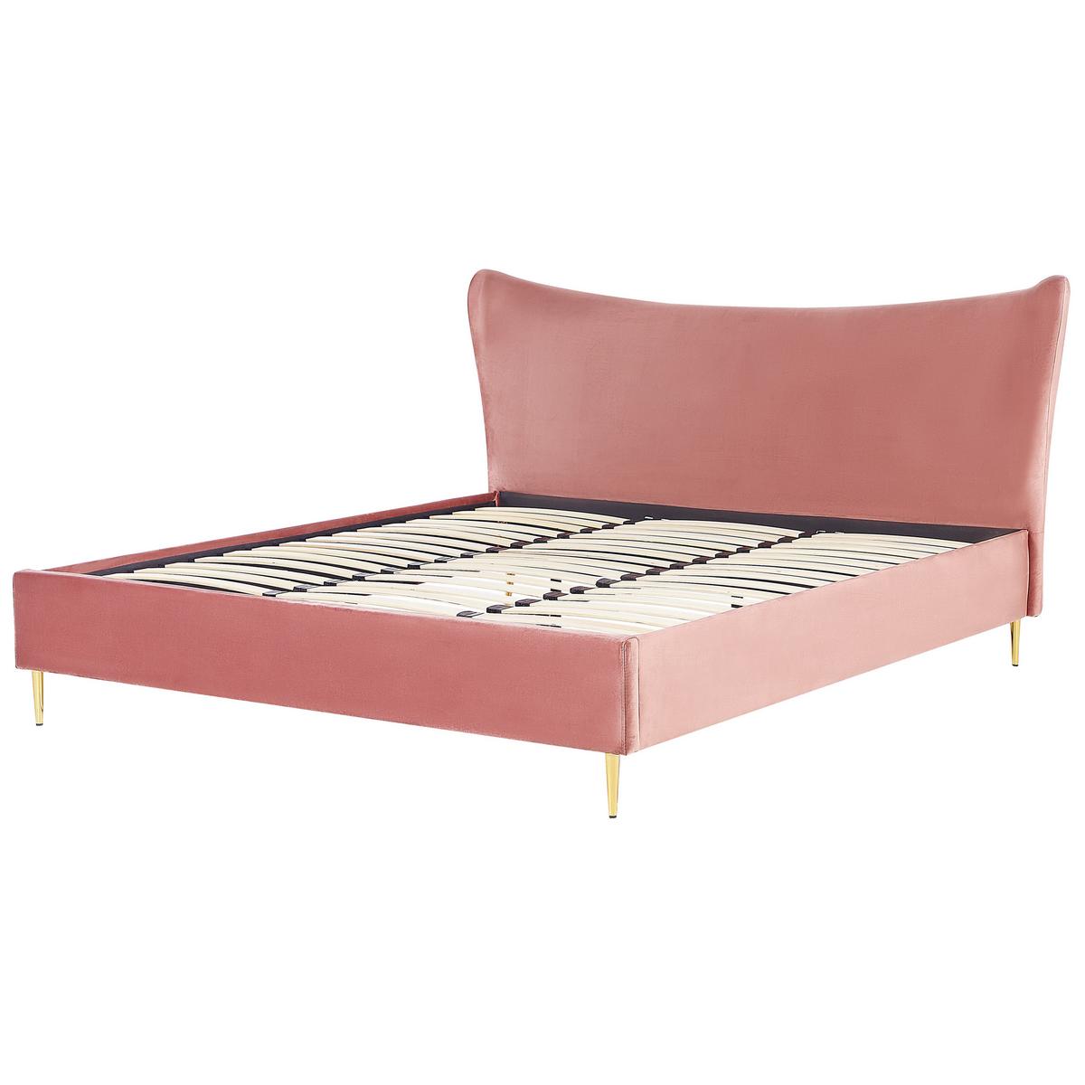 POLSTERBETT 180/200cm Pfirsichrosa Chaleix - Pink, Textil (180/200cm) - Beliani