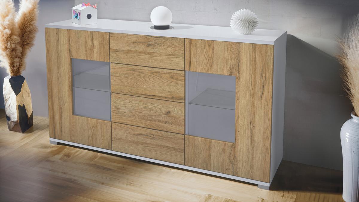 SIDEBOARD Grömitz Eiche Natur - Eichefarben, Holzwerkstoff (138.5/75.5/35cm) - Vladon