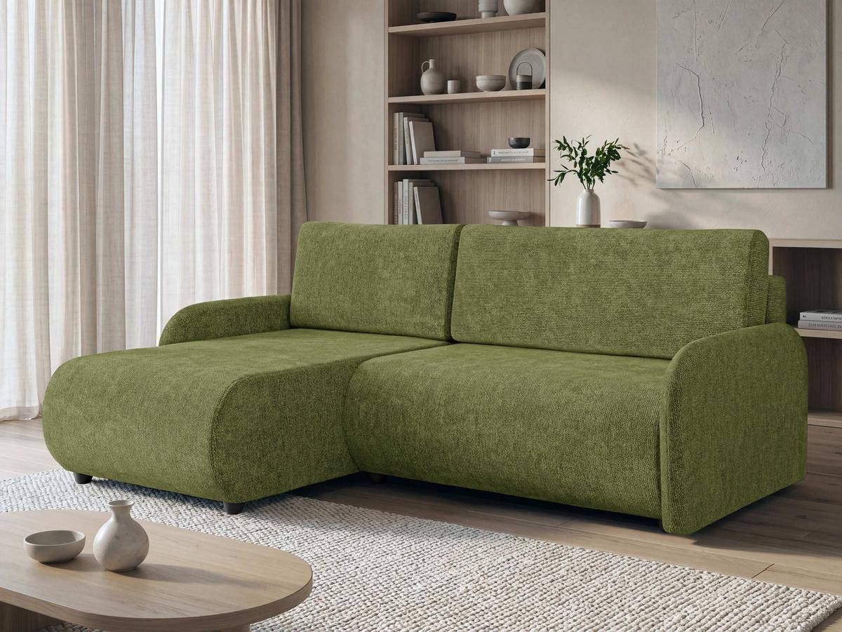 ECKSCHLAFSOFA Nest - Schwarz/Grün, Holz/Kunststoff (233/160cm) - MIRJAN24