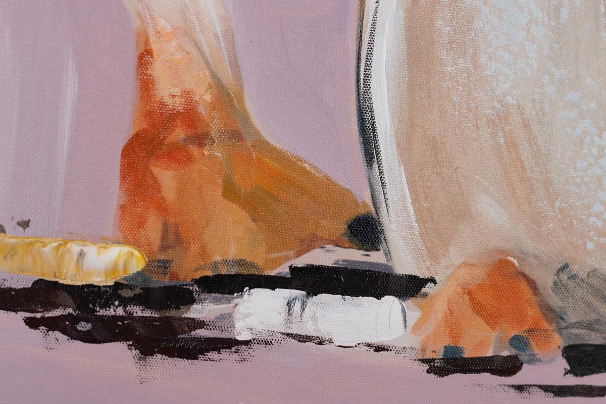 ACRYLBILD HANDGEMALT 60/90 cm - Blau/Pink, Holz/Textil (60/90cm) - KUNSTLOFT