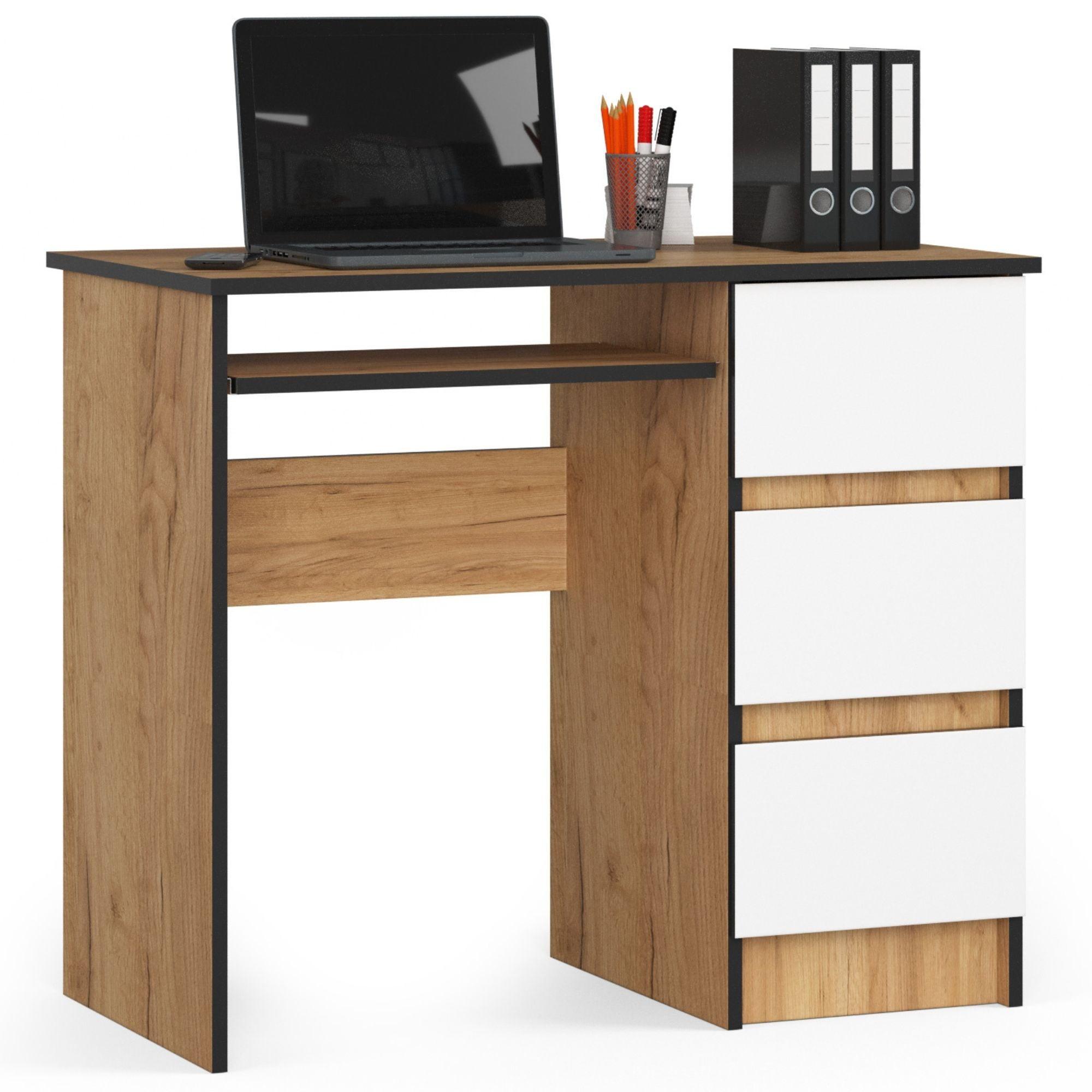 SCHREIBTISCH Eiche Craft, Weiß 77/90/50 - Weiß, Holzwerkstoff (155/85/77cm) - RAUMHIRSCH FURNITURE
