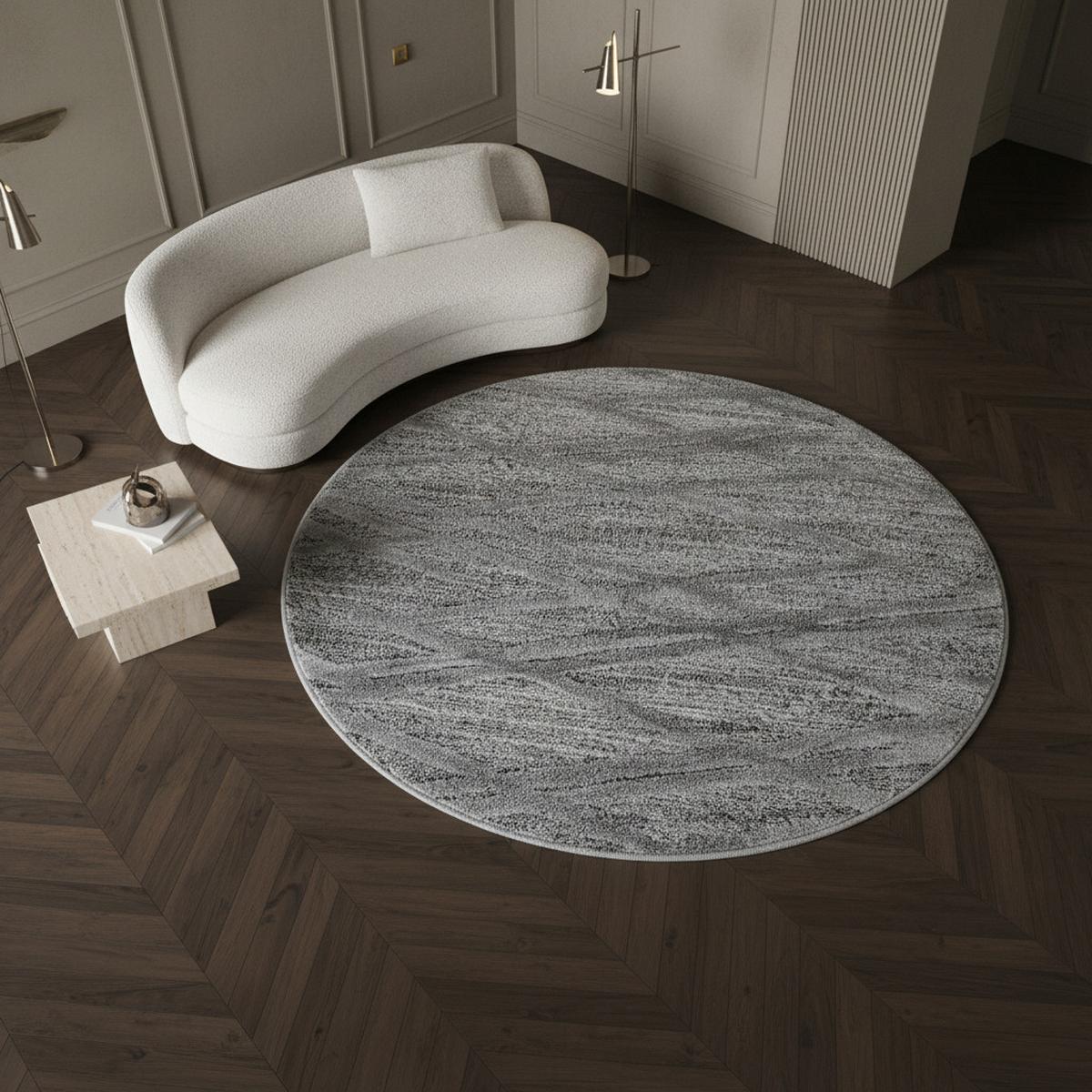 HOCHFLORTEPPICH EISACK, im Boho-Stil, aus Polypropylen, Grau, Ø 160 cm - Grau, Textil (160/160cm) - KADIMA DESIGN