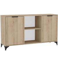 KOMMODE Home mit 2 Türen, mit Griffen, eiche Artisan - Schwarz/Eiche Artisan, Holzwerkstoff (150/85/40cm) - Beautysofa