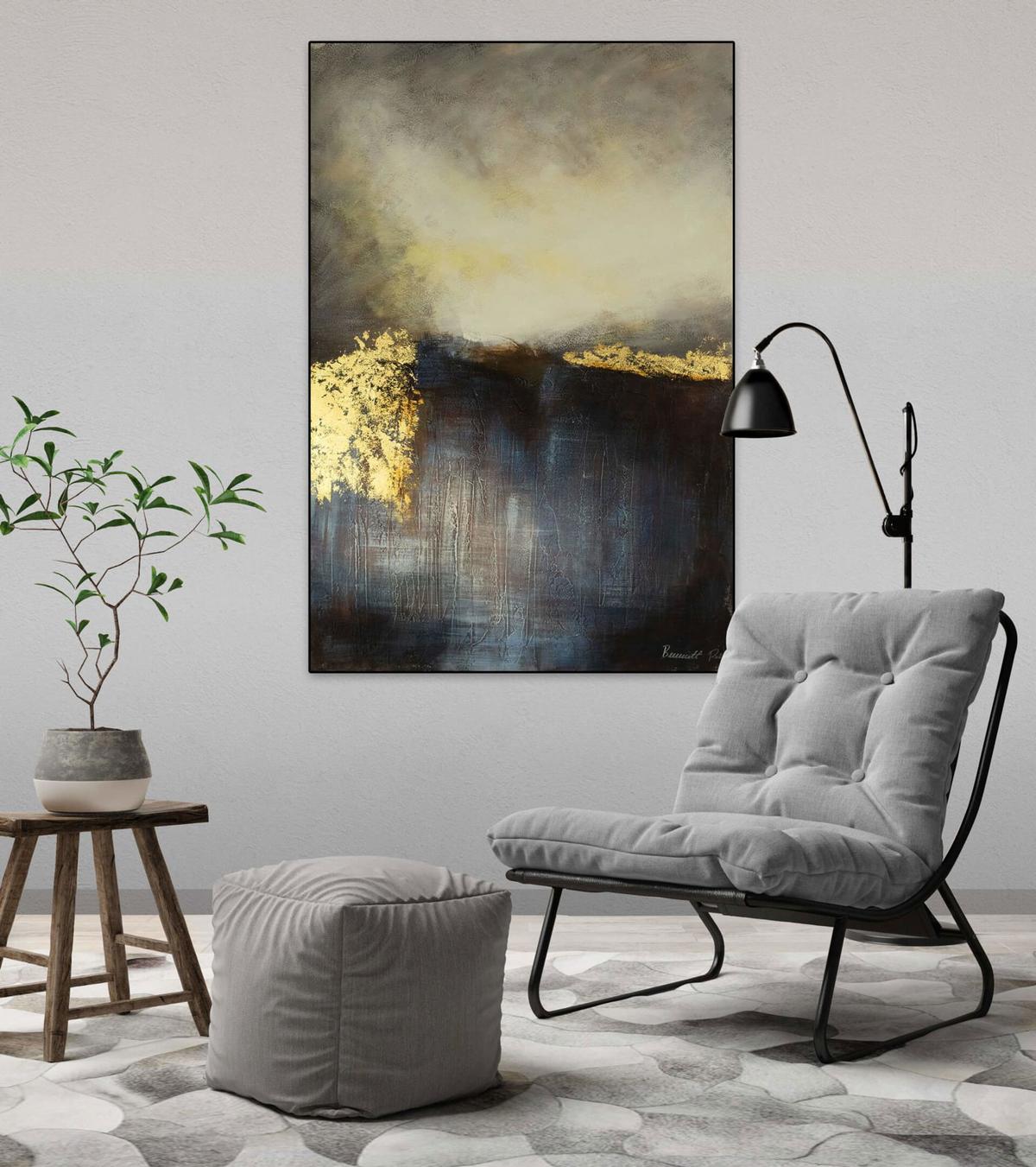 ACRYLBILD HANDGEMALT 80/120 cm - Blau, Holz/Textil (80/120cm) - KUNSTLOFT