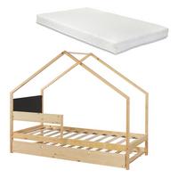 KINDERBETT Sodankylä mit 2 Matratzen - Naturfarben, Holz (90/200cm) - [en.casa]