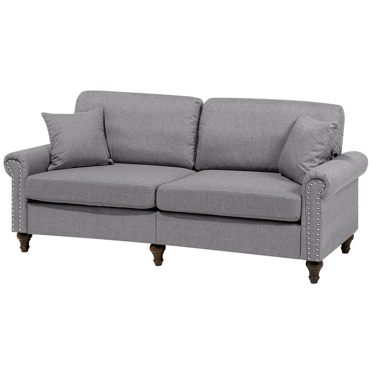 3-SITZER-SOFA Polyester Grau Otra - Hellgrau, Textil (195/84/76cm) - Beliani