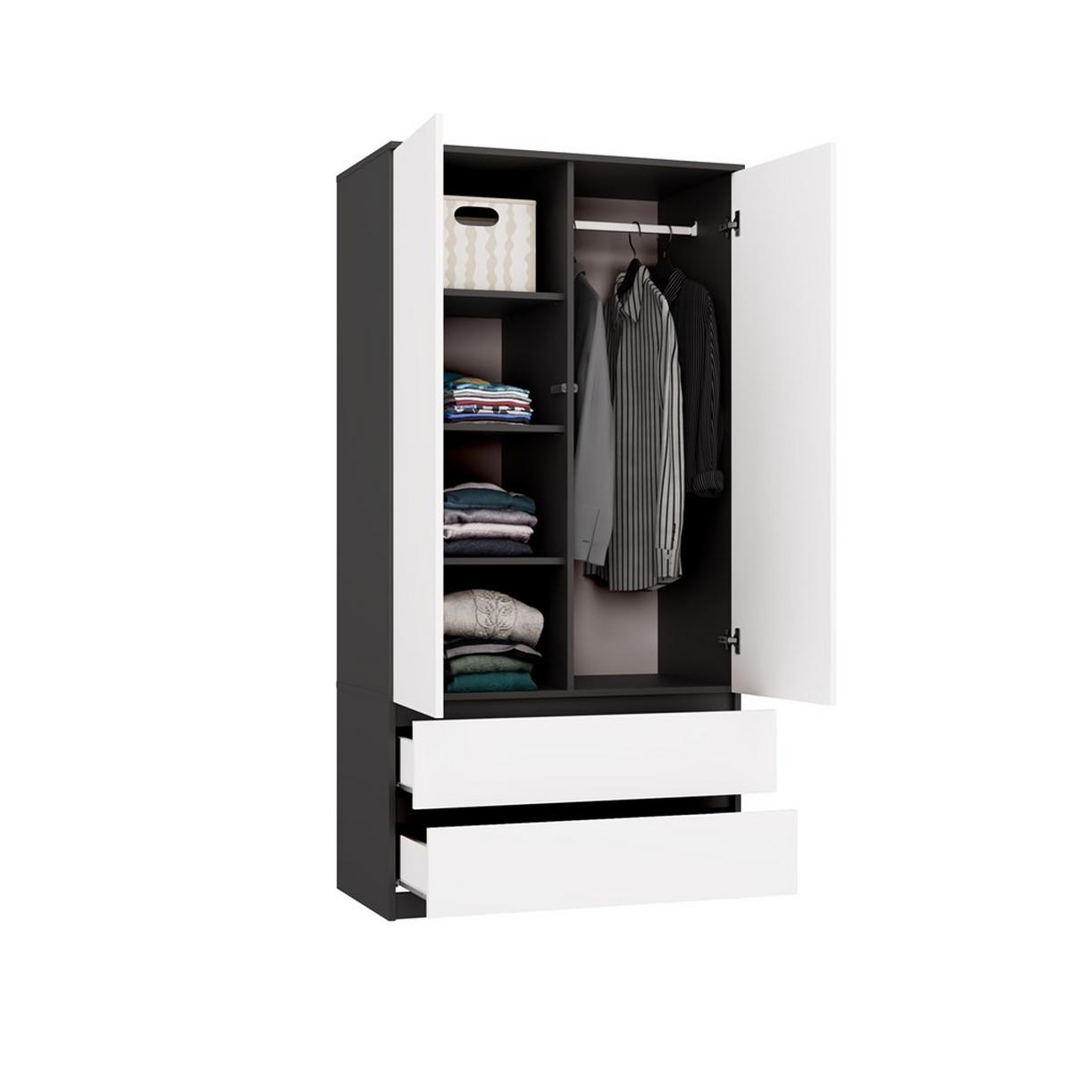 KLEIDERSCHRANK Anthrazit, Weiß 90/180/50 - Anthrazit/Weiß, Holzwerkstoff (90/180/50cm) - RAUMHIRSCH FURNITURE