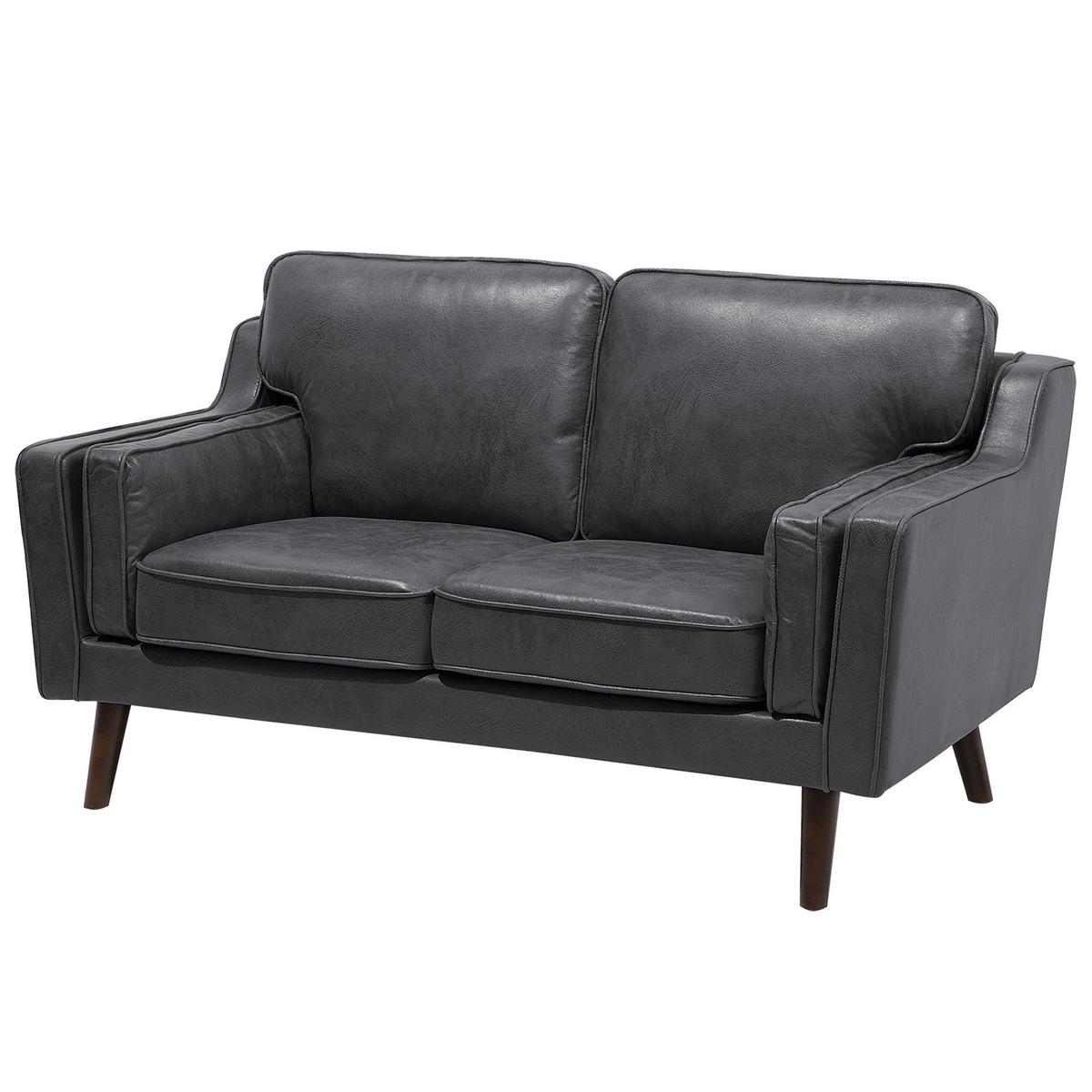 2-SITZER-SOFA Kunstleder Grau Lokka - Dunkelgrau, Textil (150/85/83cm) - Beliani
