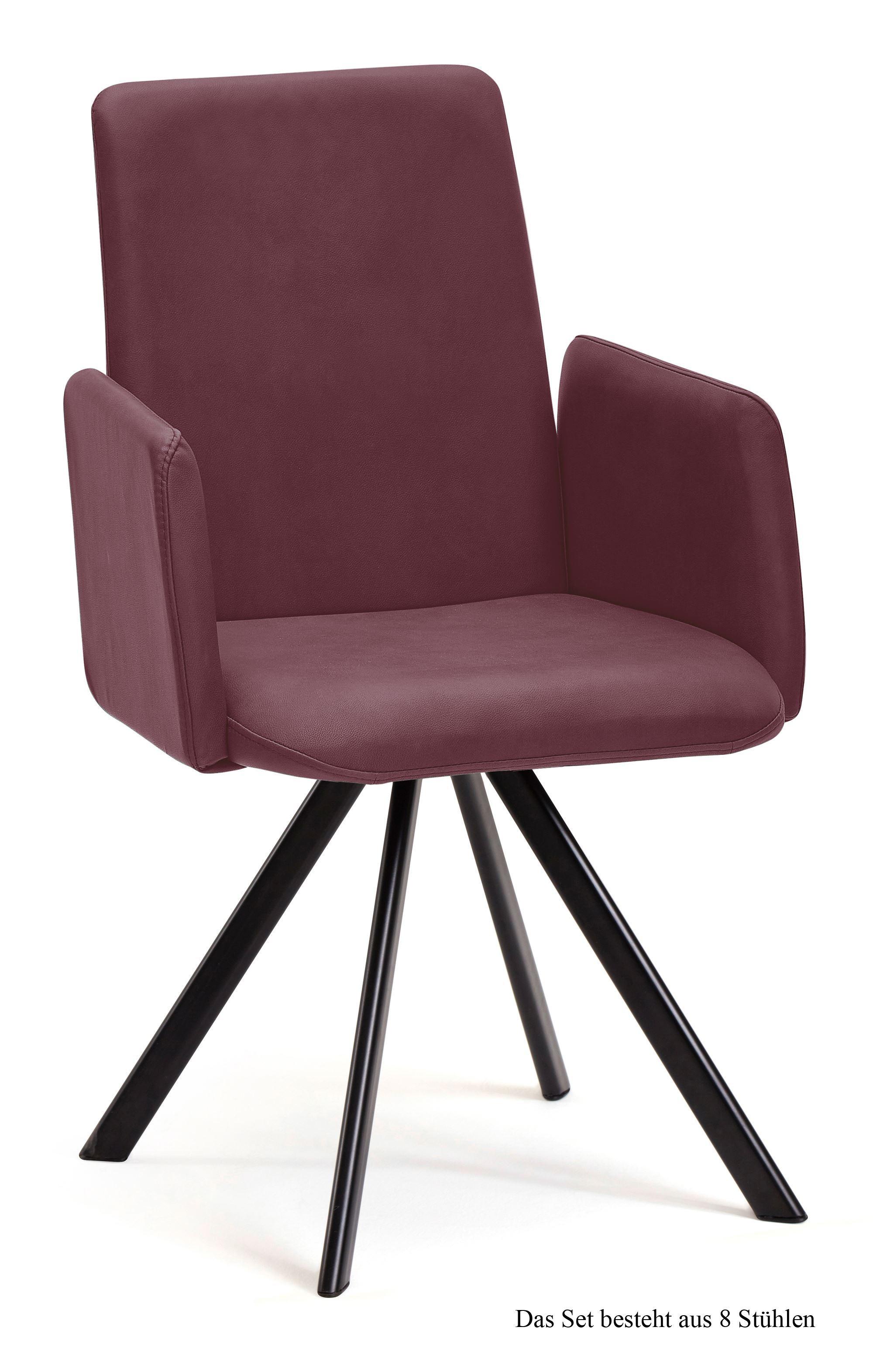 ARMLEHNSTUHL drehbar (8er-Set) Denys 52x92x60 Schwarz/Marsala - Brombeere/Schwarz, Kunststoff (60/92/52cm) - 58aufmkessel