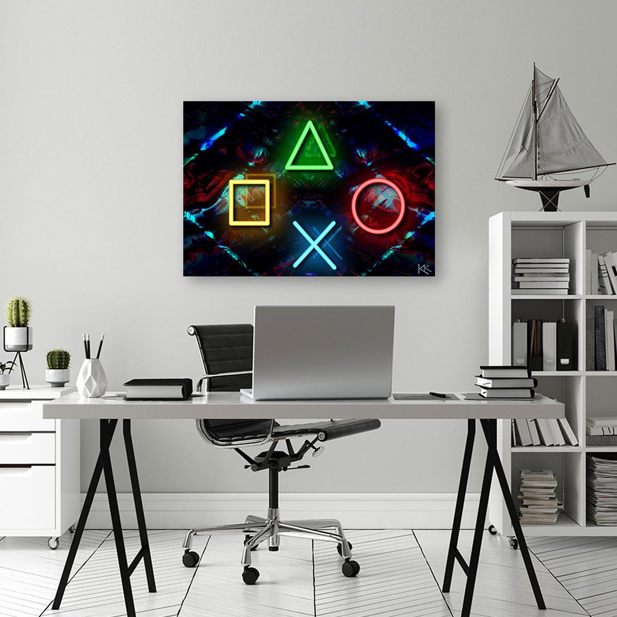 WANDBILD gaming computer spiele - Multicolor, Textil (60/40cm) - Feeby