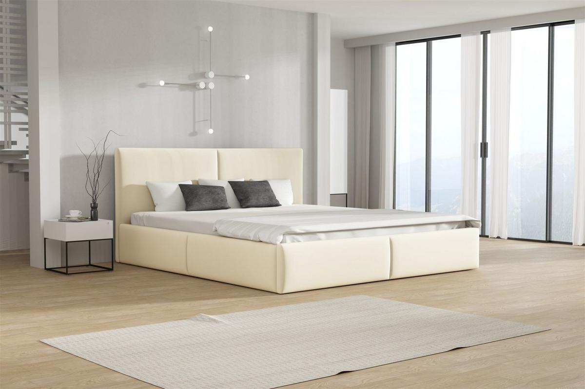 POLSTERBETT Bergen Magic Velvet - Creme, Holzwerkstoff/Textil (140/200cm) - Fun Möbel