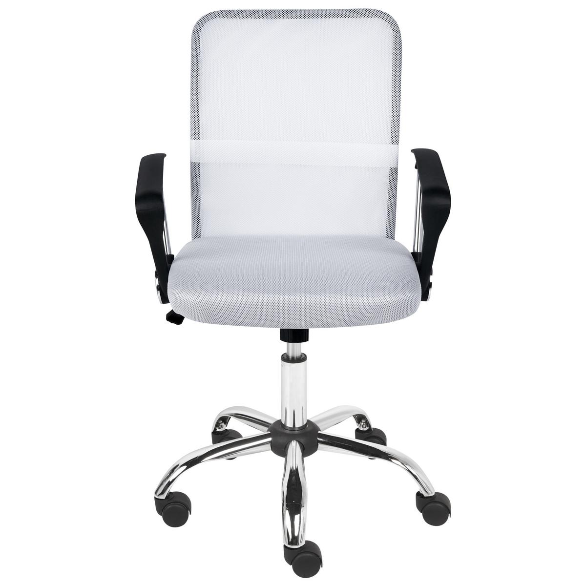 BÜROSTUHL Cremeweiß Best - Silberfarben/Schwarz, Textil (55/94/55cm) - Beliani