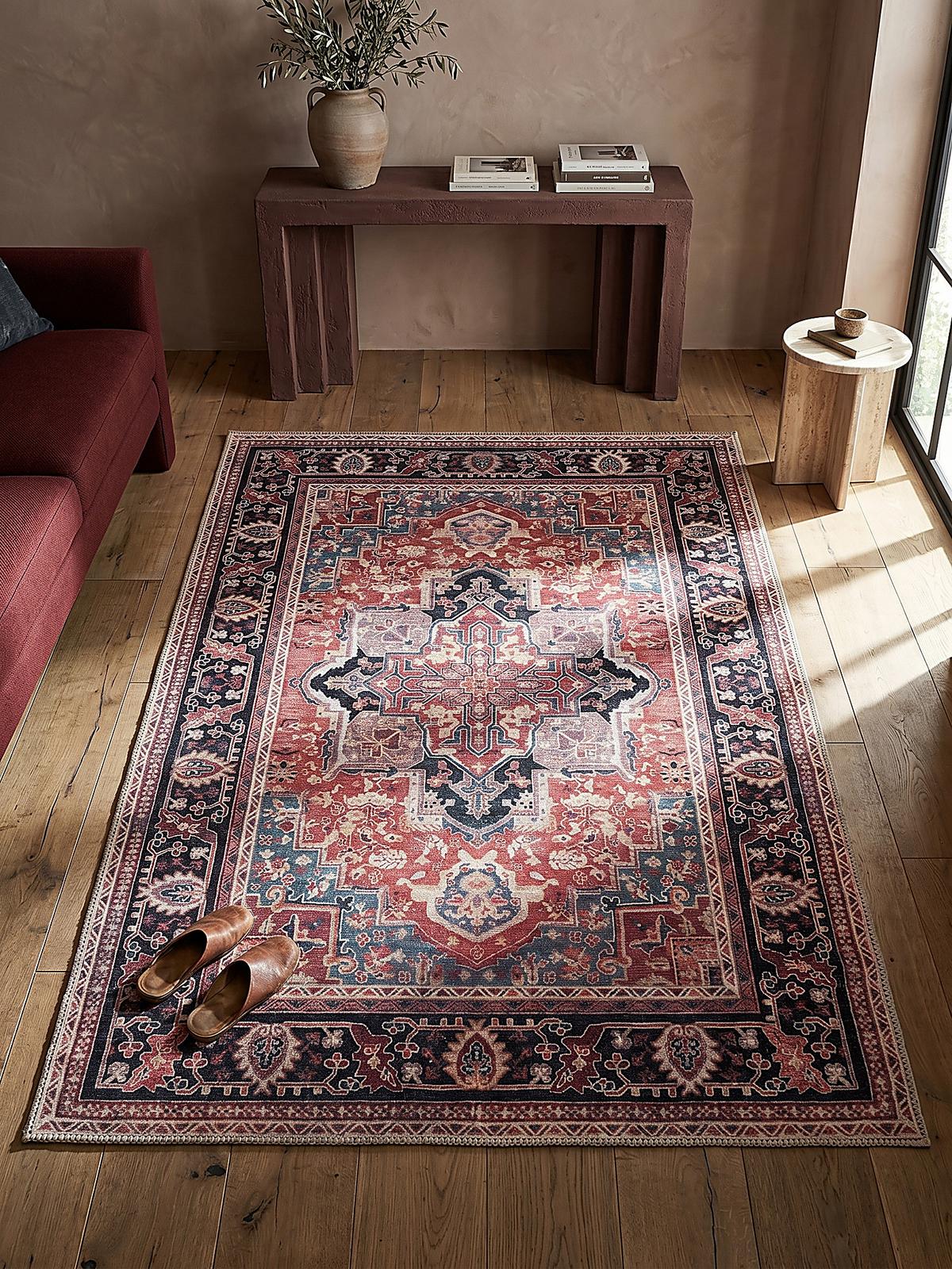 TEPPICH Waschbar HALD, klassisch im Vintage-Stil, Rot, 120 x 170 cm - Rot, Textil (120/170cm) - KADIMA DESIGN