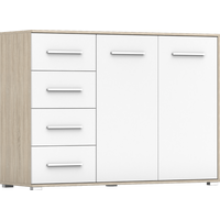KOMMODE Frida 01 2D4S Sonoma/Weiß 135 cm - Alufarben/Weiß, Holzwerkstoff/Kunststoff (135/95/45cm) - imoebel24