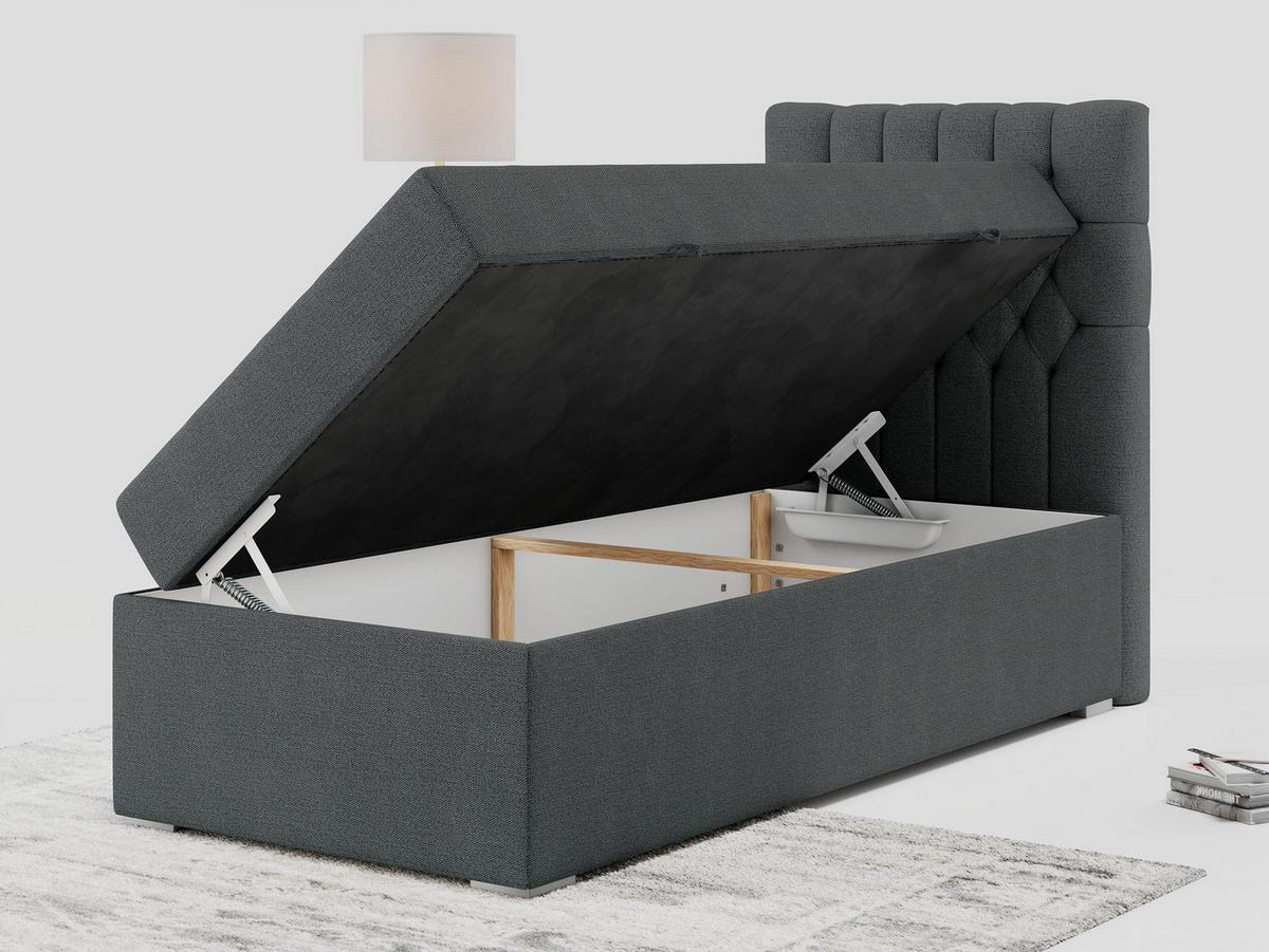 BOXBETT PERA 90/200 Dunkelgrau Struktur - H4 - Rechts Seite - Dunkelgrau, Holz/Textil (90/200cm) - MKS