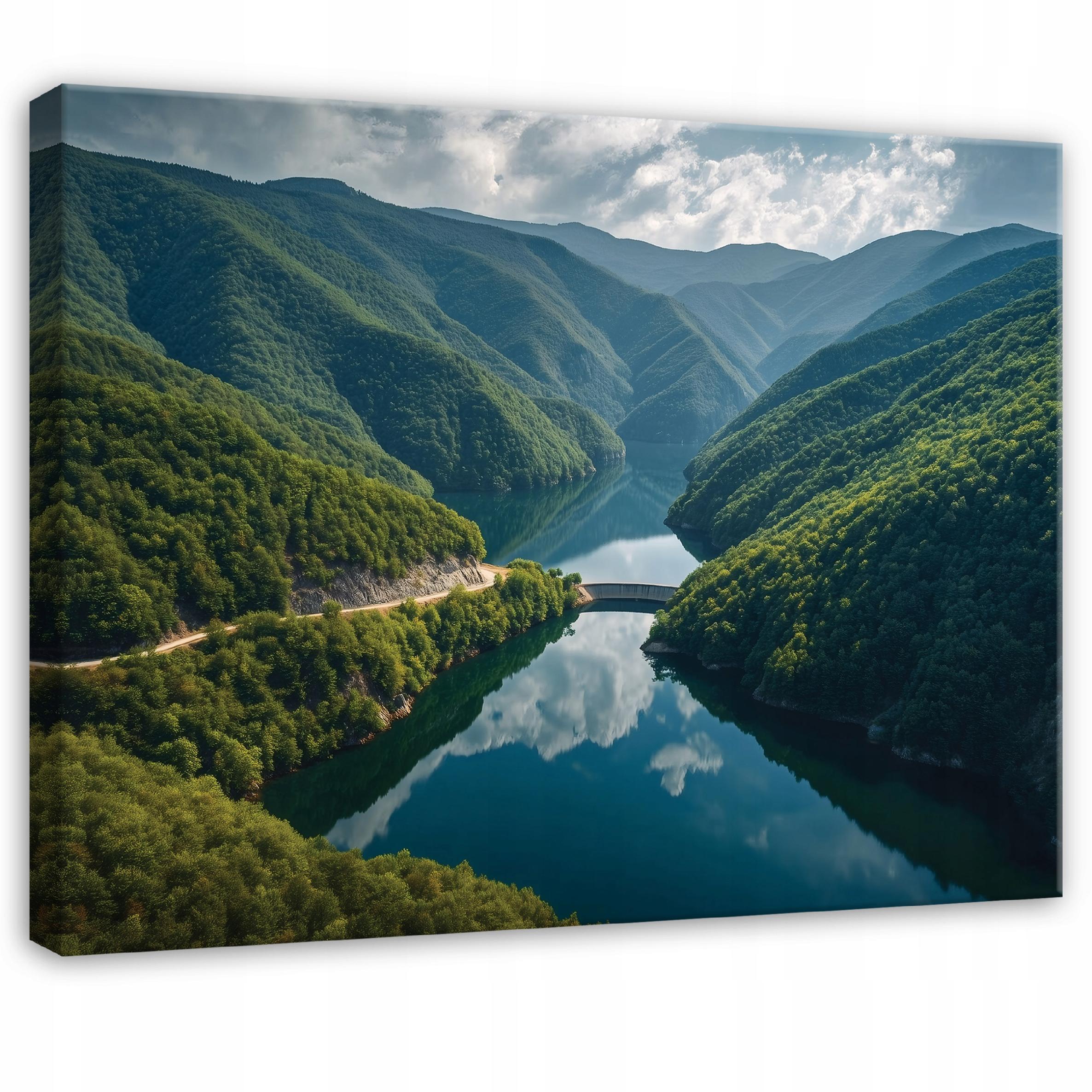 LEINWANDBILD Gebirge Landschaft Grün 120x80 cm - Multicolor, Holzwerkstoff (120/80cm) - Wallarena