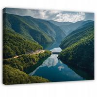 LEINWANDBILD Gebirge Landschaft Grün 120x80 cm - Multicolor, Holzwerkstoff (120/80cm) - Wallarena