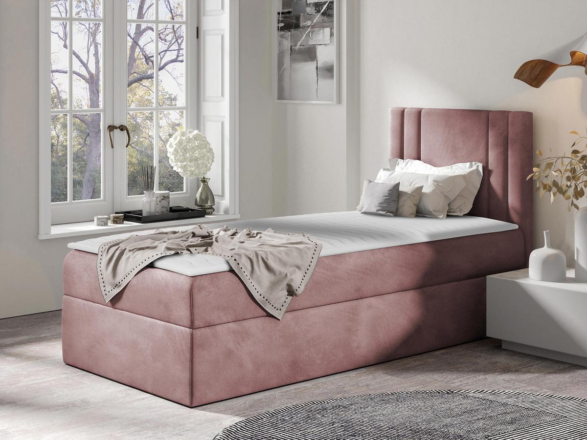 BOXBETT Carmen Mini, Seite zum Öffnen des Bettkastens: Rechts - H3 - Violett, Holz (90/200cm) - MIRJAN24