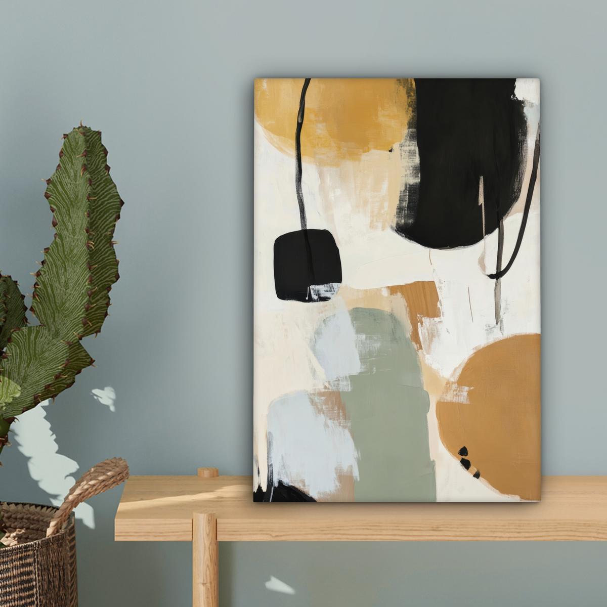 LEINWANDBILD Farbe - Abstrakt - Farben Deko Wohnzimmer 20x30 cm - Currygelb, Textil (20/30cm) - MuchoWow