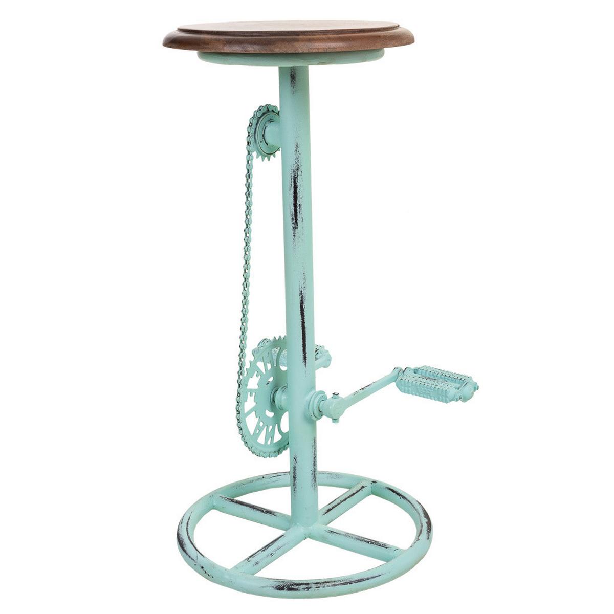 HOCKER aus Metall und Holz, 40x73cm - Blau, Holz (40/73/40cm) - Wanderlust