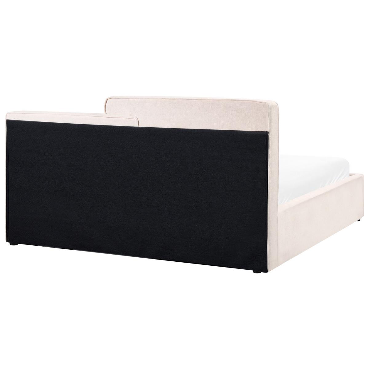BETT mit Stauraum 180/200 cm Stoff Cremeweiß Lagarde - Creme, Textil (180/200cm) - Beliani