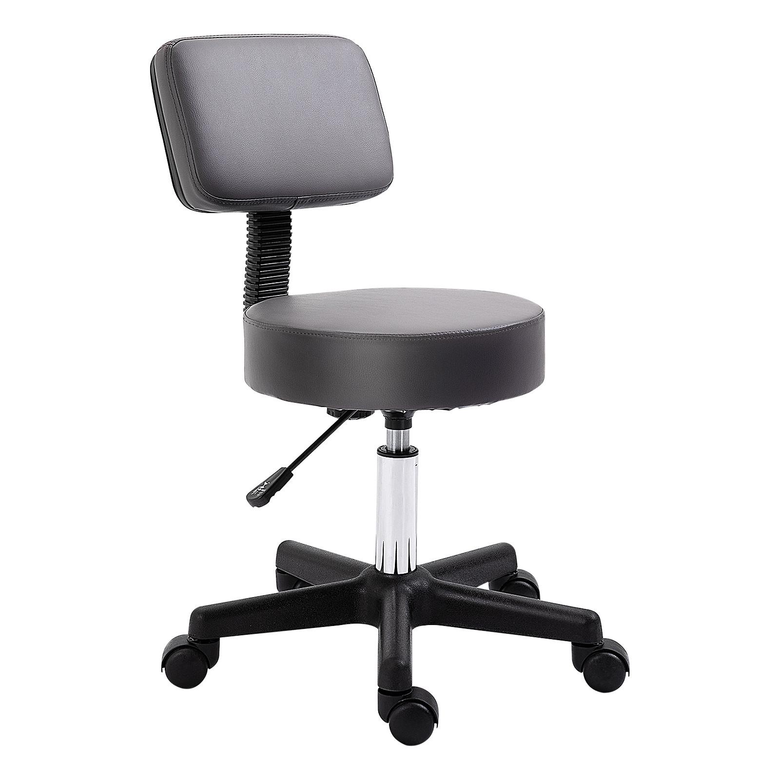 ROLLHOCKER Höhenverstellbarer Arbeitshocker mit Lehne, Grau Ø35 x 72-84 cm - Grau, Kunststoff (35/84/35cm) - HOMCOM