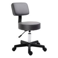 ROLLHOCKER Höhenverstellbarer Arbeitshocker mit Lehne, Grau Ø35 x 72-84 cm - Grau, Kunststoff (35/84/35cm) - HOMCOM