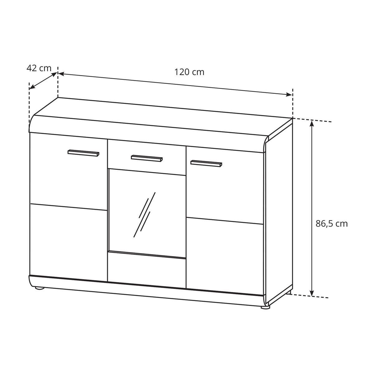 KOMMODE LEGAME 120/87/42 cm mit 3 Türen Sonoma Eiche - Sonoma Eiche, Holzwerkstoff (120/87/42cm) - MASSENO