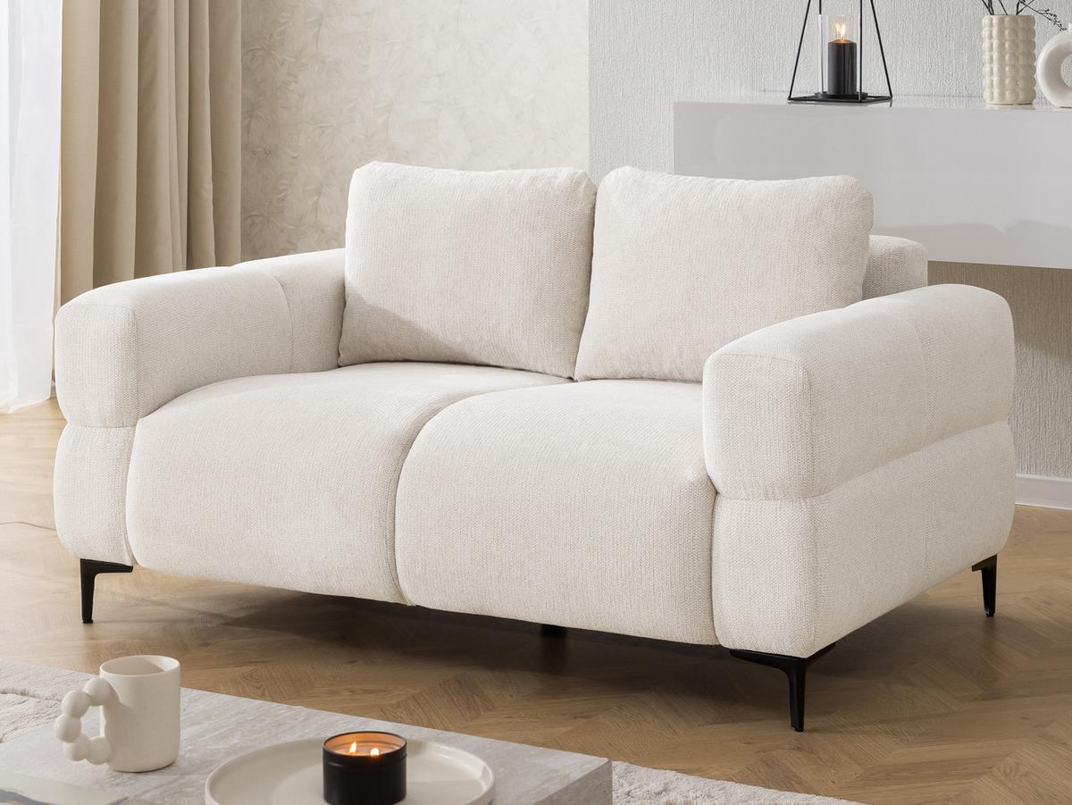 2-SITZER-SOFA Cardea in Bubble-Optik aus weichem Creme Strukturstoff mit hohem Sitzkomfort - Creme/Schwarz, Holz/Textil (154/80/97cm) - S-Style Möbel