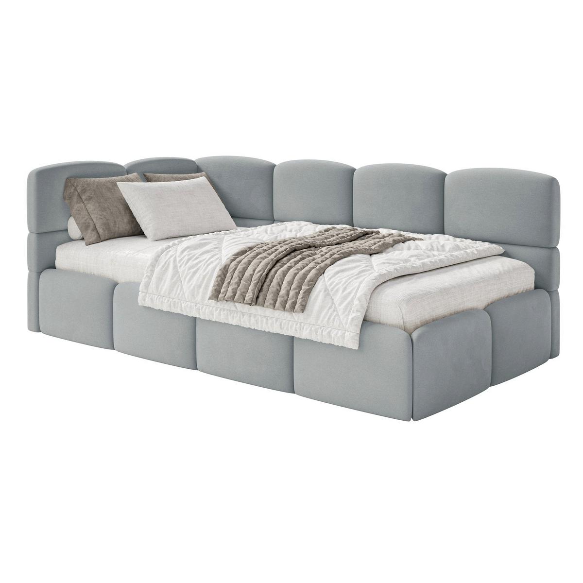 JUGENDBETT Cloudy Grau 120 x 200 cm - Schwarz/Grau, Kunststoff/Textil (120/200cm) - Selsey