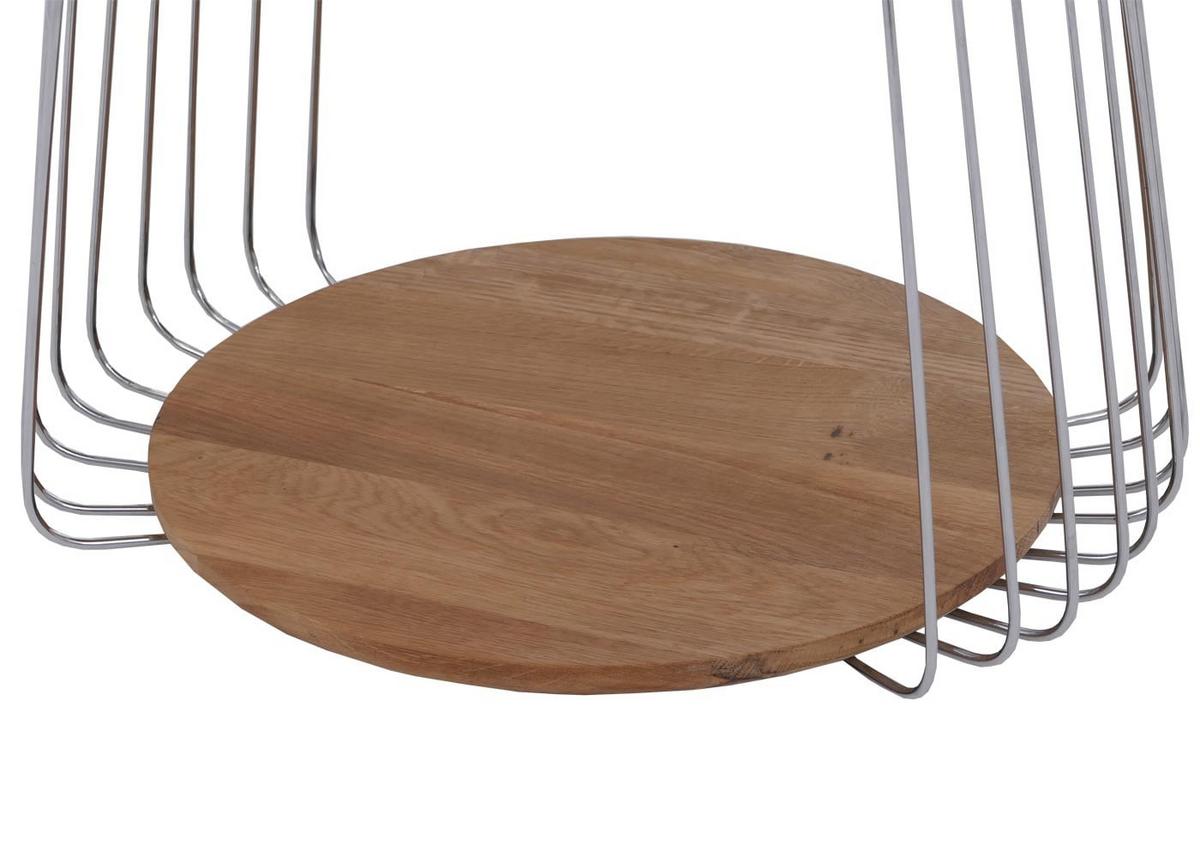 COUCHTISCH rund Braun, Silber - Silberfarben/Braun, Holz (50/50/52cm) - MCW