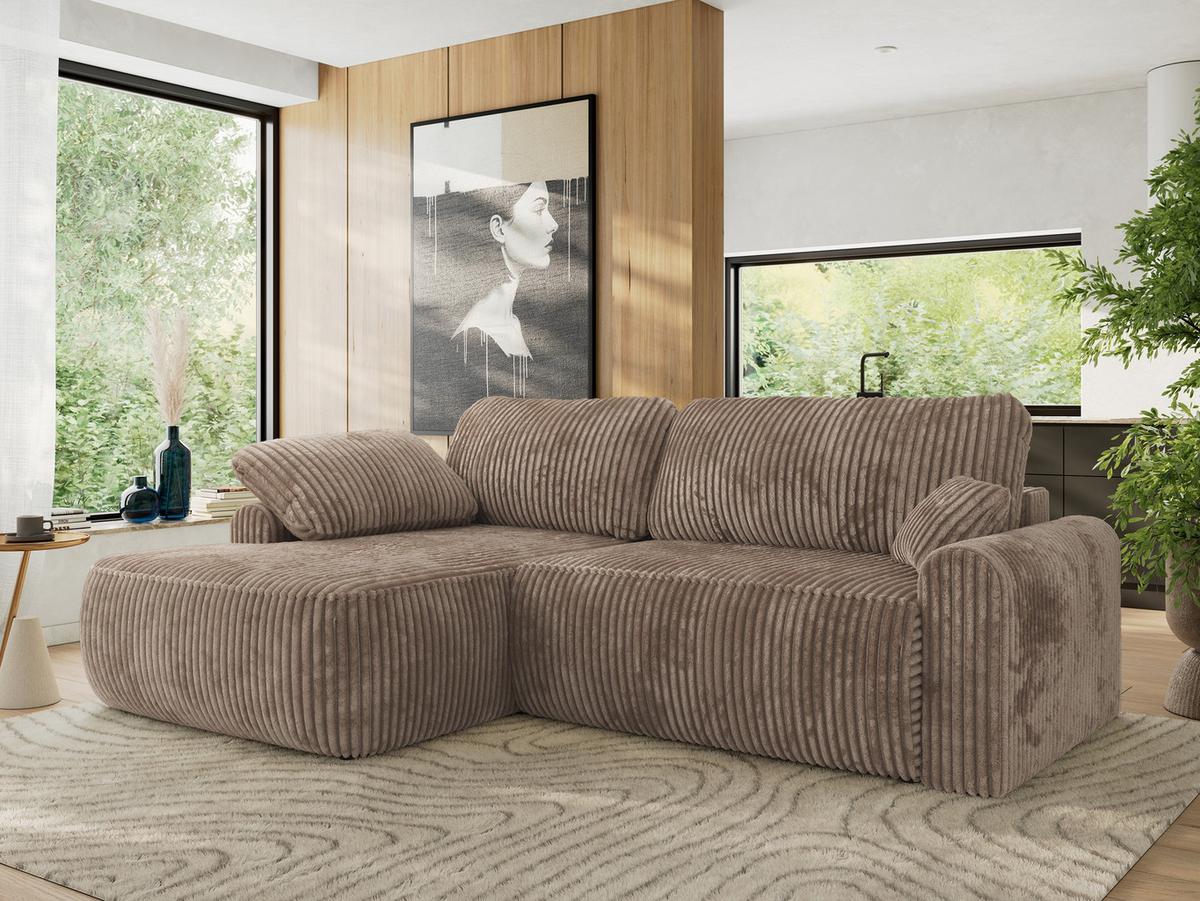 ECKSCHLAFSOFA CUBO L Braun Cord - links - Schwarz/Braun, Kunststoff/Textil (273/187cm) - MKS