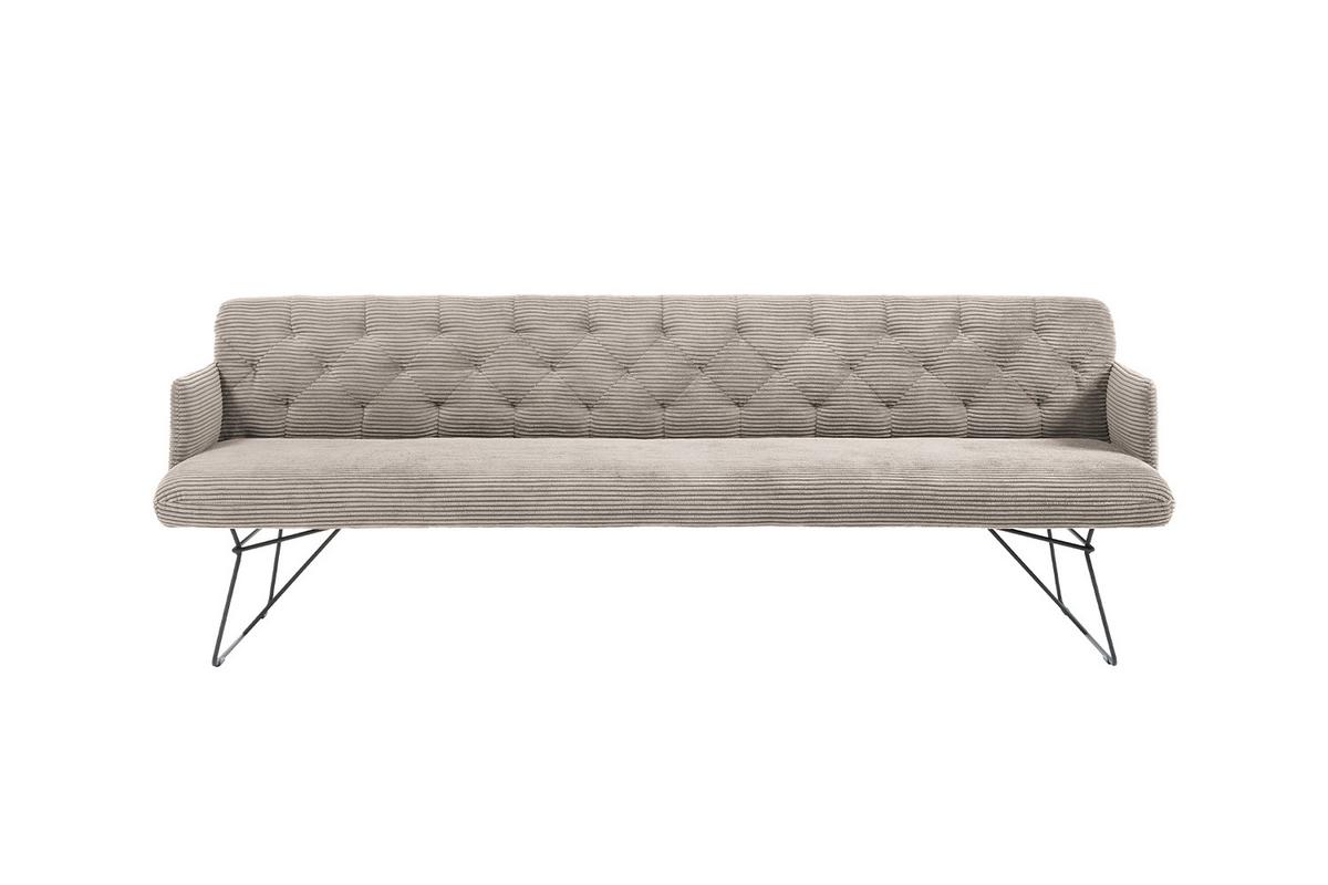 ESSZIMMERBANK CHARME Steingrau Cord - Greige/Grau, Textil (166/85/69cm) - KAWOLA