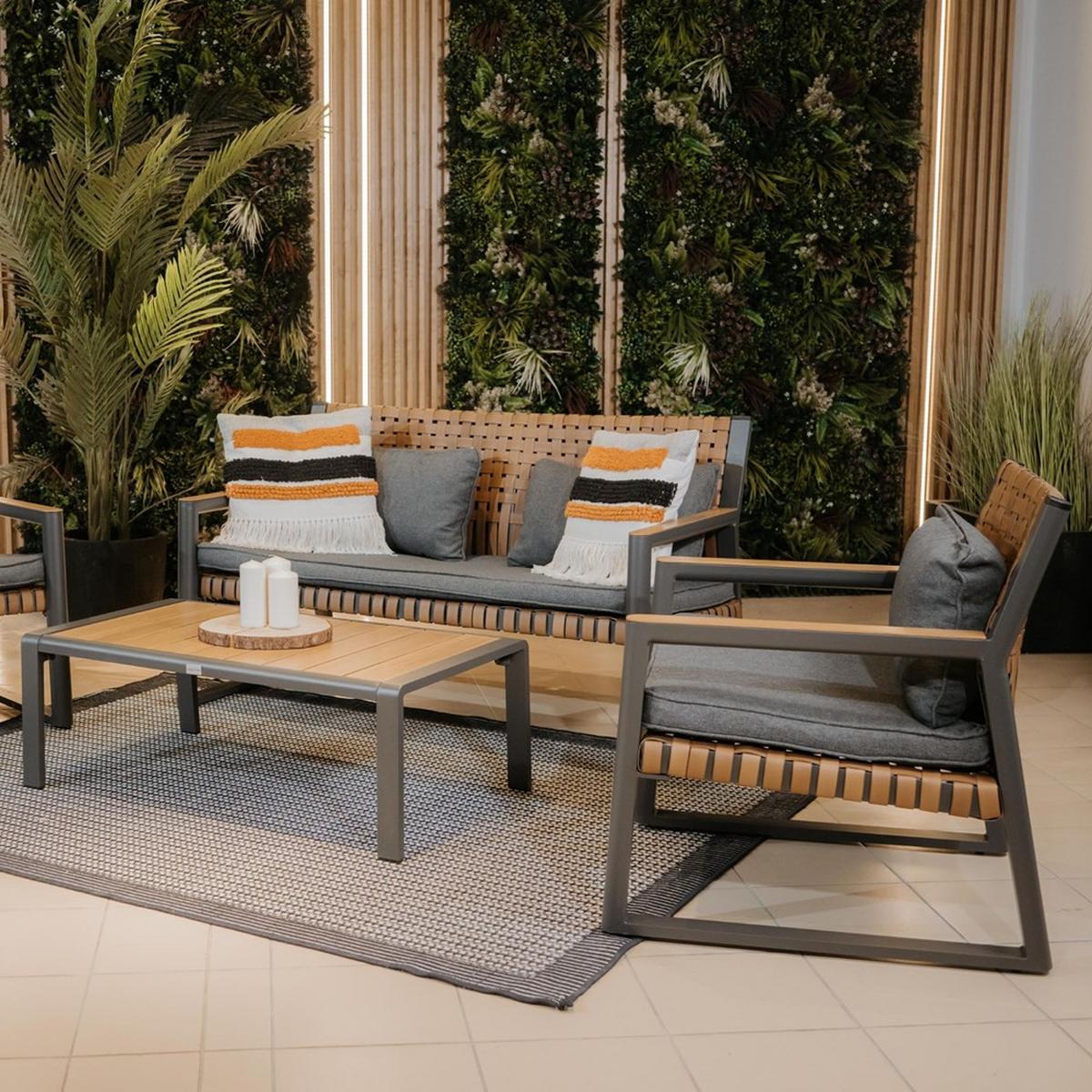 GARTENMÖBEL-SET TEXAS für 4 Personen - Grau, Holzwerkstoff - RAUMHIRSCH FURNITURE
