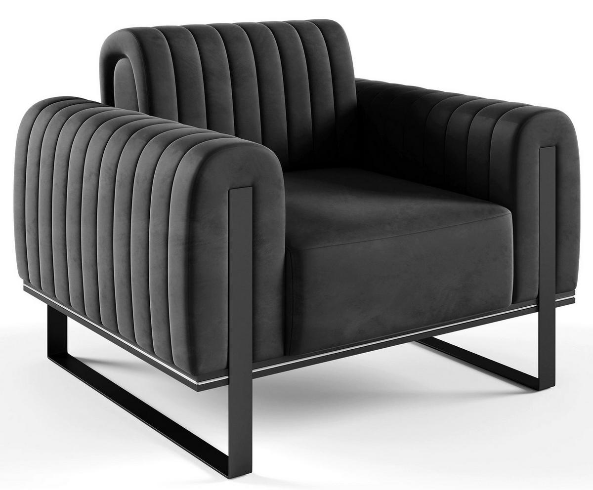 SESSEL Parissa 106 cm - Dunkelgrau/Schwarz, Holz/Metall (106/79/92cm) - Selsey